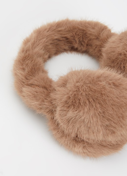 Barts Big Fur oorwarmers van imitatiebont - detail 2 bruin