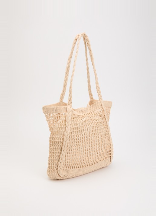 Barts Bloomzy shopper met gevlochten details - achterkant 5 creme
