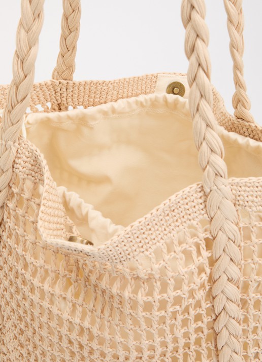 Barts Bloomzy shopper met gevlochten details - detail creme