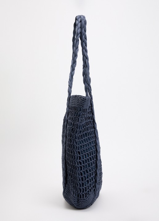 Barts Bloomzy shopper met gevlochten details - detail 2 donkerblauw
