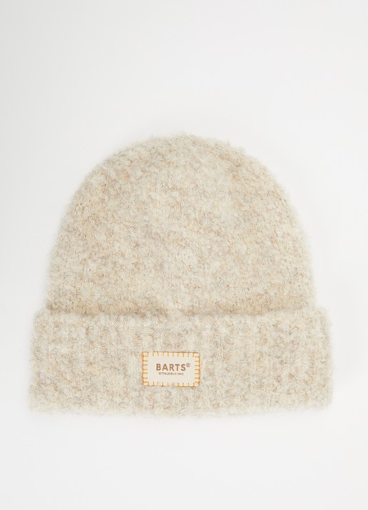 Barts Harray grofgebreide muts in wolblend - voorkant beige
