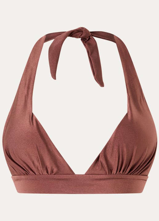 Barts Isla Halter badpak met rugdecolleté  - voorkant beige