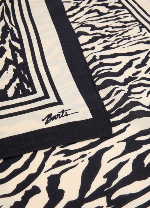 Barts Leylaf sjaal met print 62 x 62 cm - detail 3 zwart