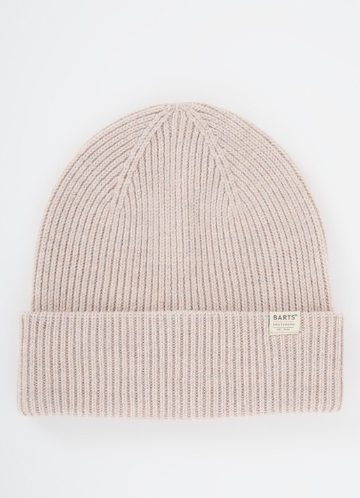 Barts Makalun ribgebreide muts van wol - voorkant beige