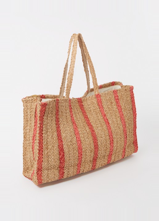 Barts Makemo shopper van raffia - achterkant 2 donkerbeige
