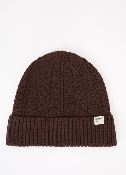 Barts Mearcas fijngebreide mut in merino wolblend  - voorkant bruin