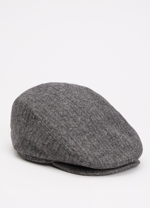 Barts Oslo flat cap in wolblend - voorkant grijs