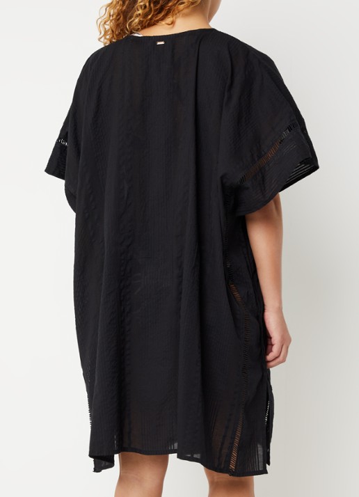 Barts Raimha kaftan met broderie - achterkant zwart