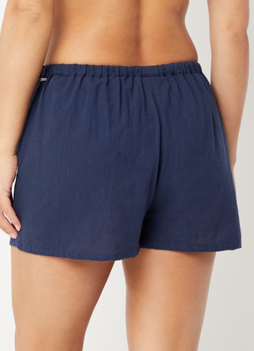 Barts Ritay high waist straight fit kort broek met trekkoord - achterkant donkerblauw