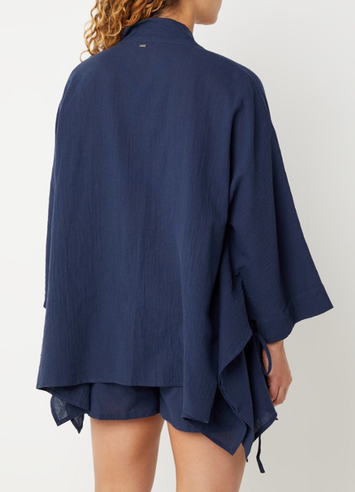 Barts Ritay kaftan met strikceintuur - achterkant donkerblauw