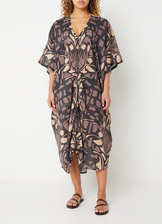 Barts Rochau kaftan met print - detail 4 zwart
