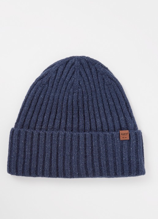 Barts Wyon ribgebreide muts - voorkant donkerblauw