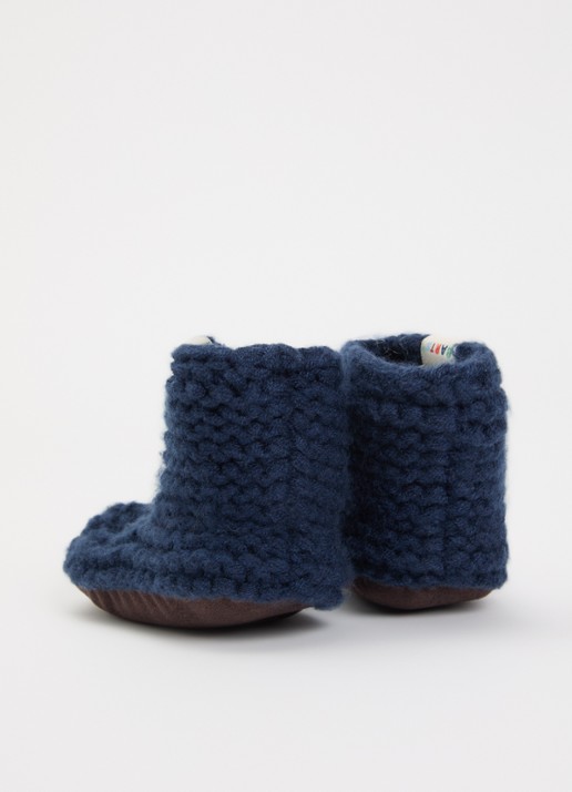Barts Yumasi grofgebreide babyslofjes  - achterkant donkerblauw
