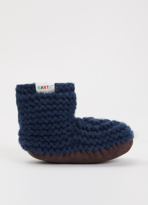 Barts Yumasi grofgebreide babyslofjes  - voorkant 2 donkerblauw