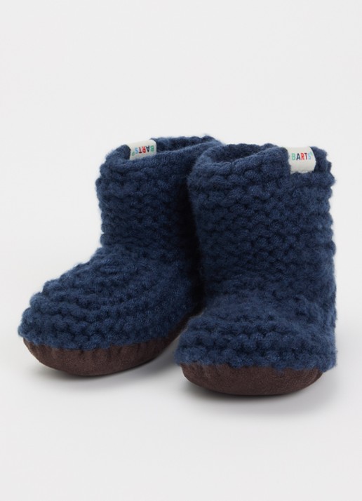 Barts Yumasi grofgebreide babyslofjes  - voorkant 3 donkerblauw