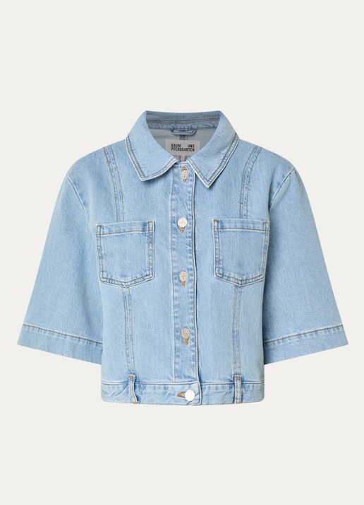 Baum und Pferdgarten Blouse van denim met borstzakken - voorkant lichtblauw