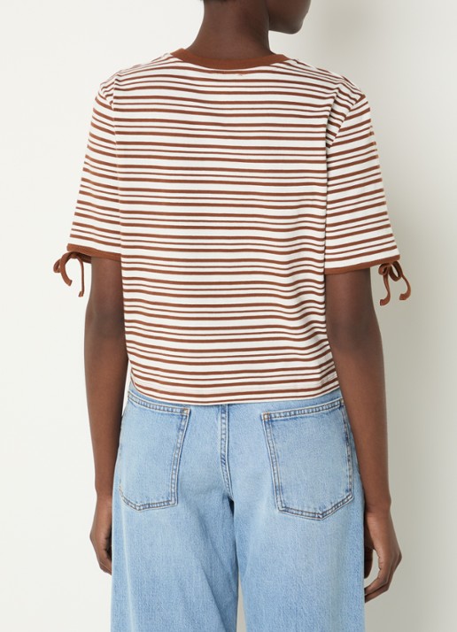 Baum und Pferdgarten Janet T-shirt met streepprint en gestrikt detail - achterkant 2 cognac