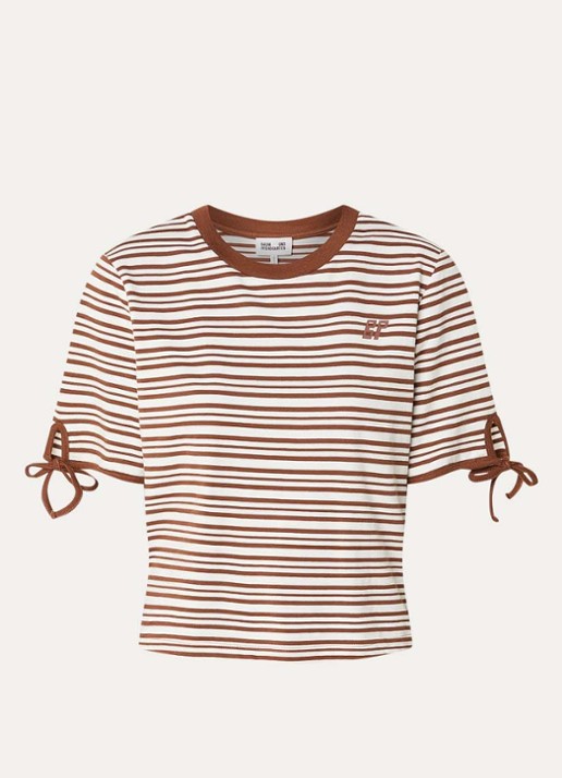 Baum und Pferdgarten Janet T-shirt met streepprint en gestrikt detail - voorkant 3 cognac