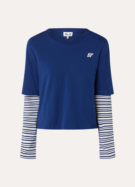 Baum und Pferdgarten Jolin longsleeve met streepprint en logo - voorkant 2 blauw