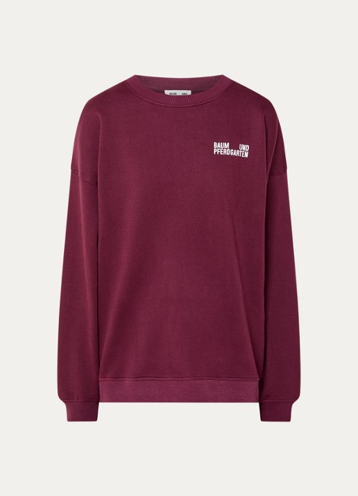 Baum und Pferdgarten Julle sweater met front- en backprint - voorkant 2 bordeauxrood