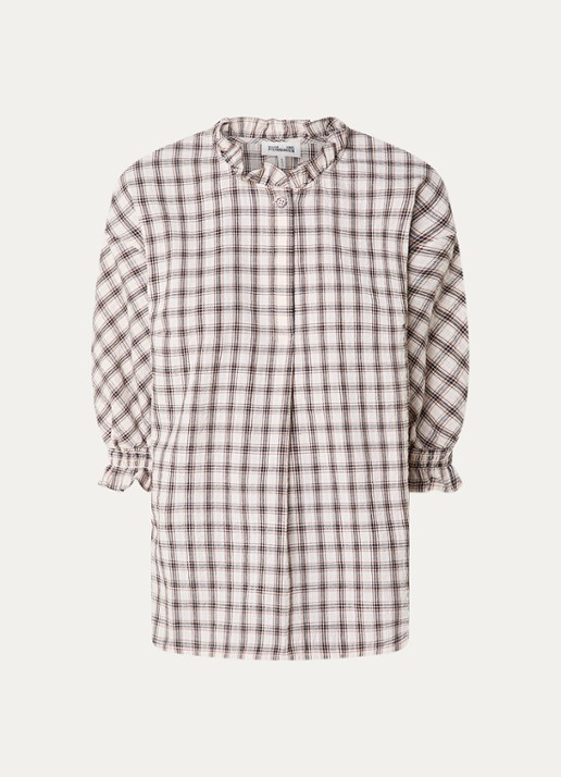 Baum und Pferdgarten Margit blouse met ruitdessin en ruches - voorkant creme