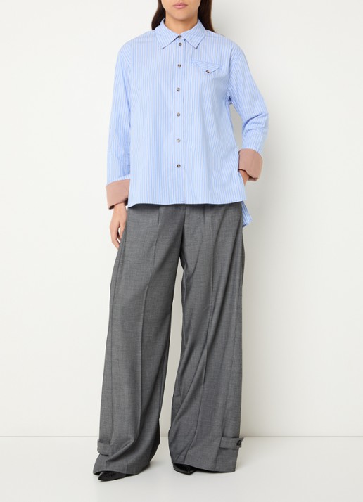 Baum und Pferdgarten Melinda blouse met streepprint - voorkant 3 blauw
