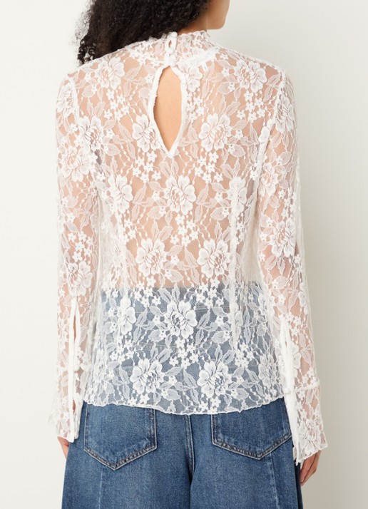 Baum und Pferdgarten Melinda semi-transparante top met bloemenprint - achterkant 4 wit