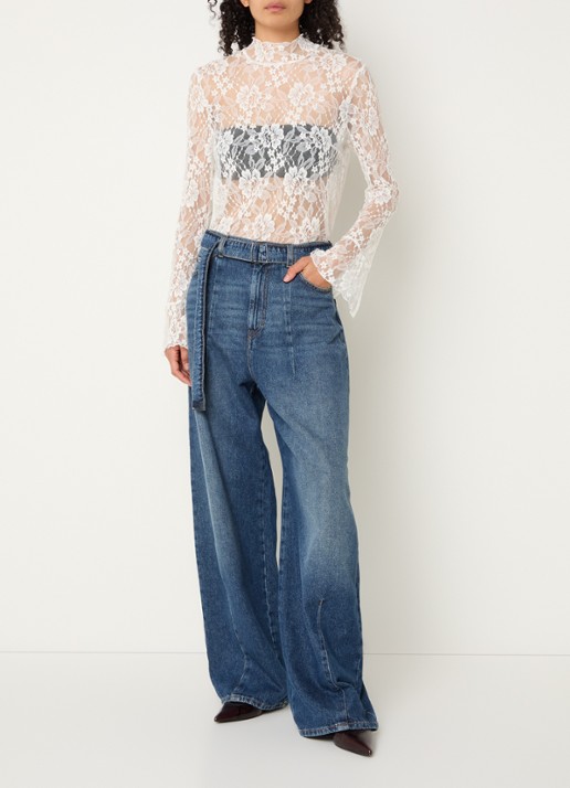 Baum und Pferdgarten Melinda semi-transparante top met bloemenprint - voorkant 2 wit