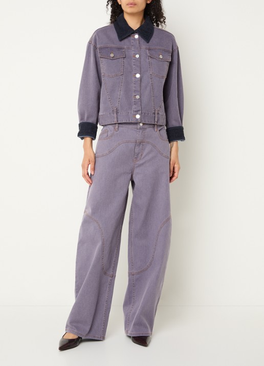 Baum und Pferdgarten Napolen high waist wide fit jeans met gekleurde wassing - voorkant 2 lila