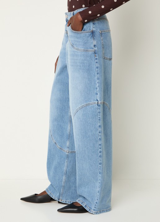 Baum und Pferdgarten Napolen high waist wide leg jeans met lichte wassing - detail 5 indigo