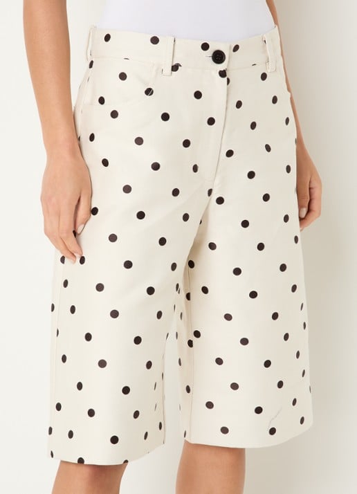Baum und Pferdgarten Nianne high waist wide fit korte broek met stippenprint - detail creme