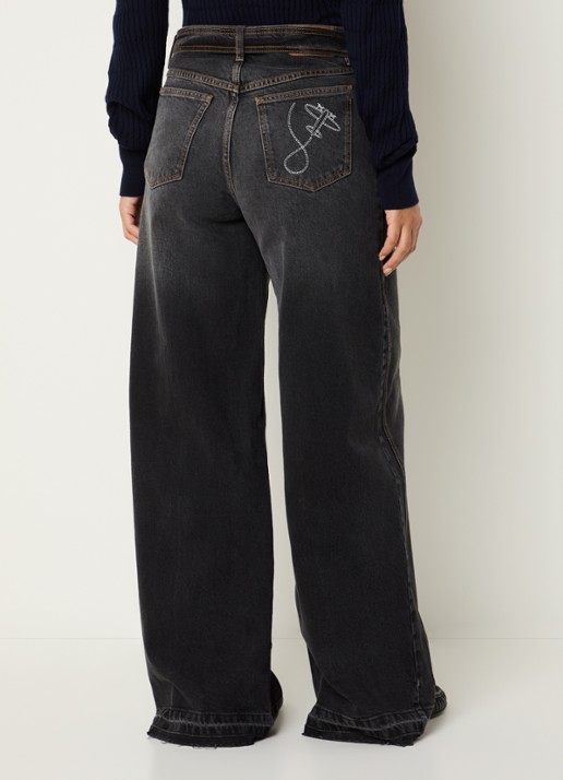 Baum und Pferdgarten Niema high waist wide fit jeans met gekleurde wassing - achterkant 3 zwart