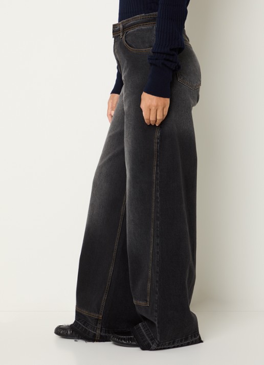 Baum und Pferdgarten Niema high waist wide fit jeans met gekleurde wassing - detail 2 zwart