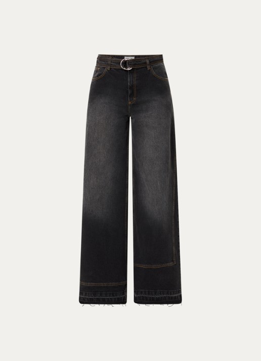 Baum und Pferdgarten Niema high waist wide fit jeans met gekleurde wassing - voorkant 4 zwart