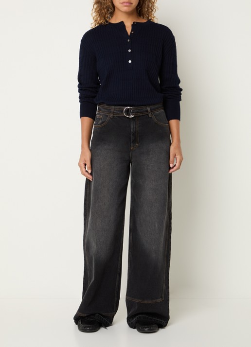 Baum und Pferdgarten Niema high waist wide fit jeans met gekleurde wassing - voorkant 5 zwart
