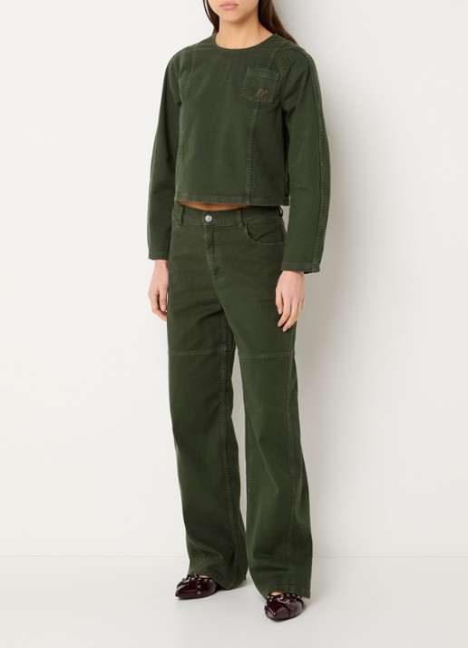 Baum und Pferdgarten Nikolin cropped sweater van denim - voorkant 2 donkergroen