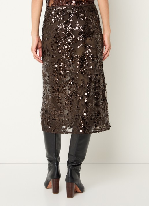 Baum und Pferdgarten Shania midi rok met pailletten - achterkant 4 donkerbruin