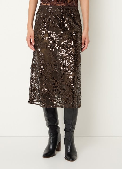 Baum und Pferdgarten Shania midi rok met pailletten - detail 3 donkerbruin