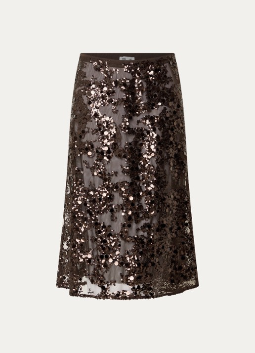 Baum und Pferdgarten Shania midi rok met pailletten - voorkant donkerbruin