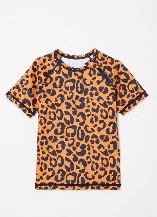 Beach & Bandits Coco Leopard zwemtop met UV-bescherming - voorkant oranjebruin