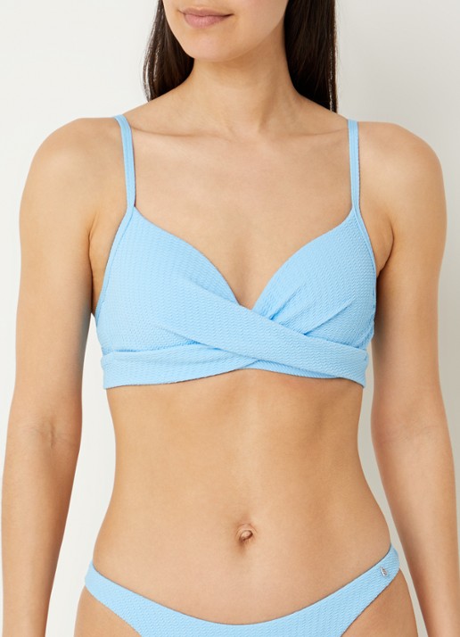 Beachlife Bandeau bikinitop met structuur - voorkant 2 lichtblauw