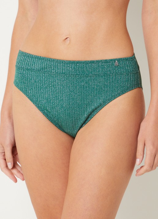 Beachlife High waisted bikinislip met lurex - voorkant 3 donkergroen