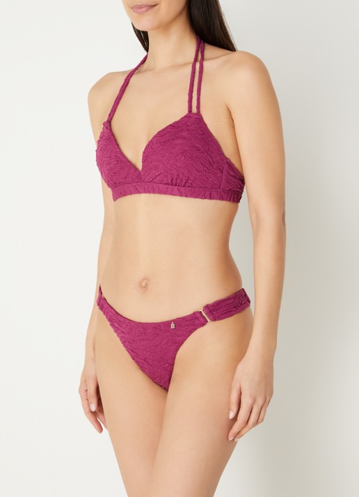 Beachlife High waisted bikinislip met structuur - detail aubergine
