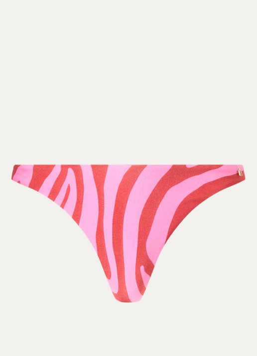 Beachlife High waisted bikinislip met zebraprint - voorkant 4 roze