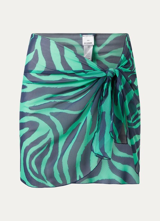 Beachlife Pareo mini strandrok met print 100 x 45 cm - voorkant 2 groen