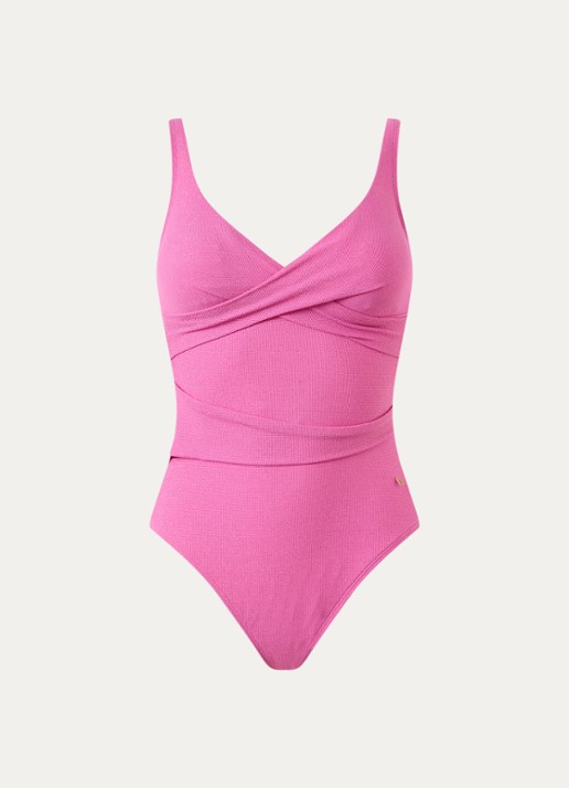 Beachlife Pink Shimmer badpak met vulling en lurex - voorkant 2 roze