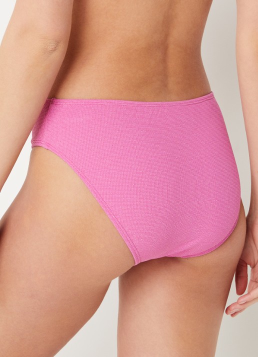 Beachlife Pink Shimmer hipster bikinislip met lurex - achterkant lichtroze