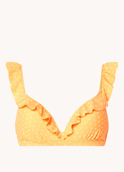 Beachlife Velvet Dot voorgevormde bikinitop met ruches en structuur - voorkant oranje