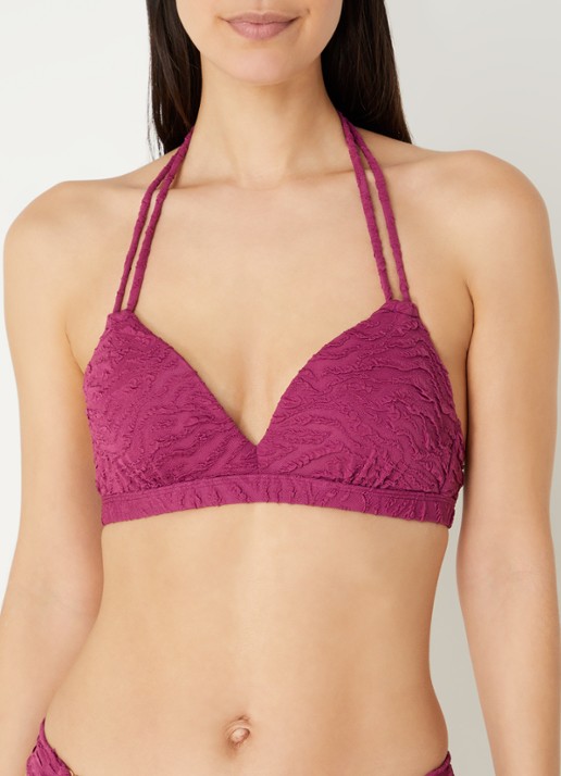 Beachlife Voorgevormde halter bikinitop met structuur - voorkant 5 paars