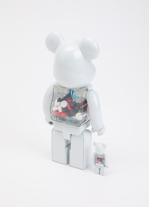 Bearbrick Bearbrick 100% & 400% PiL Chrome Version set van 2 - voorkant 2 wit